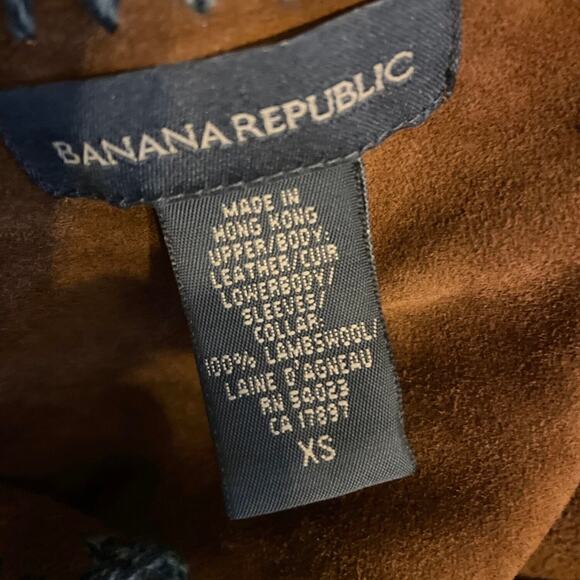 Banana Republic 100% Wool Sweater Jacket XS Leather Panel Full Zip Cuffed Knit - Picture 8 of 8